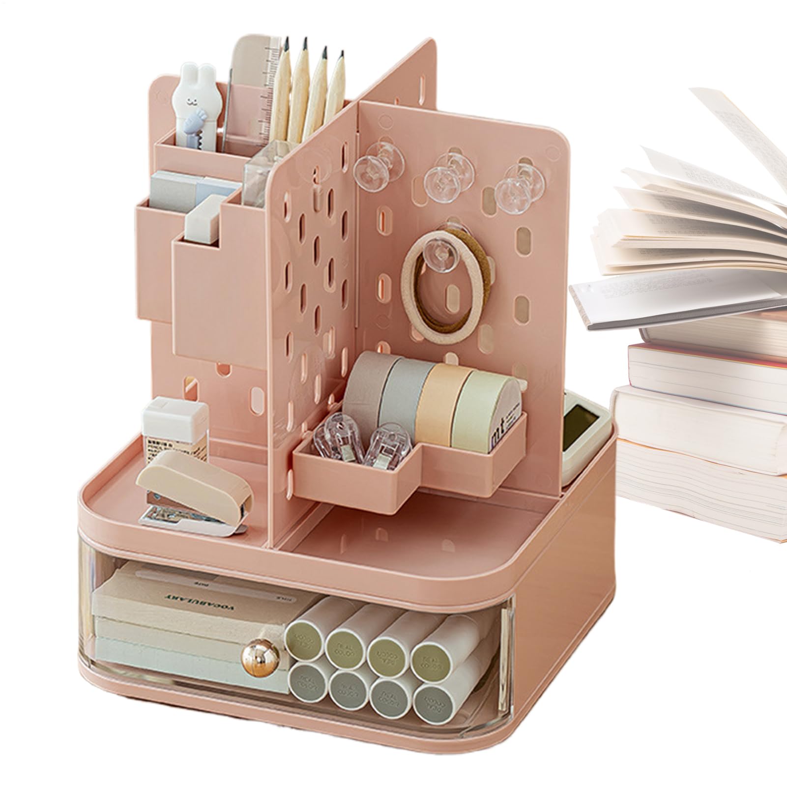 Organizador de escritorio giratorio, organizador de escritorio con cajón