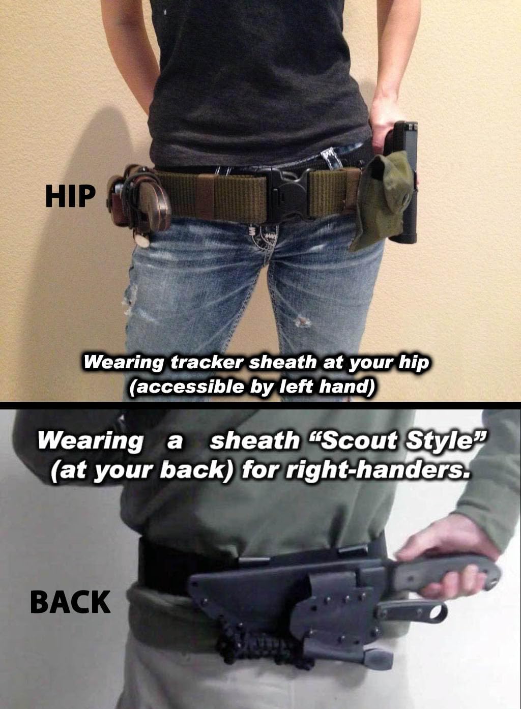 Damascus Hunting Knife with Stag Antler Handle and Leather Sheath (Damascus Tracker, 4.5 Inch Blade) - Image 5