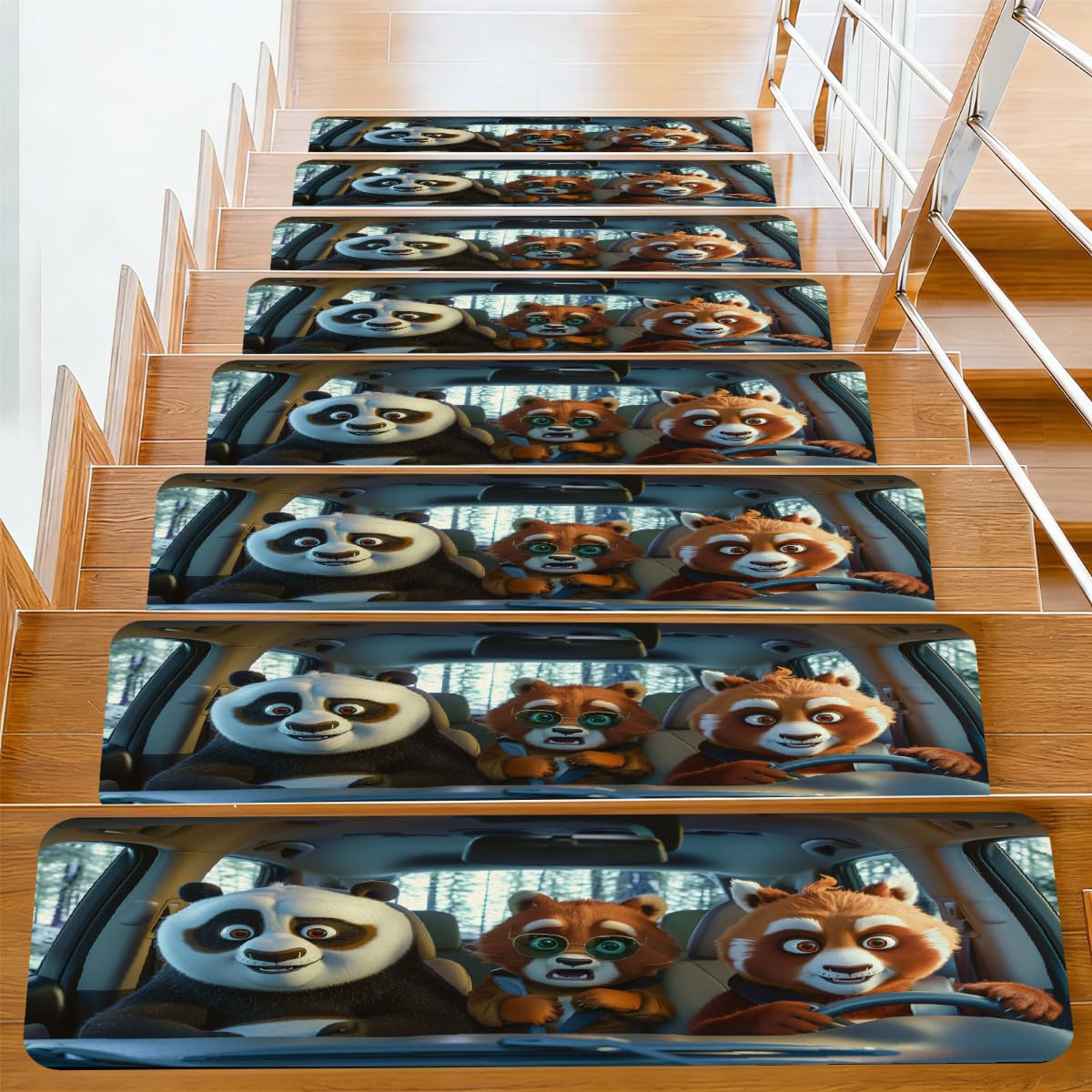 Alfombrillas antideslizantes para escaleras de madera protegen niños y mascotas en casa