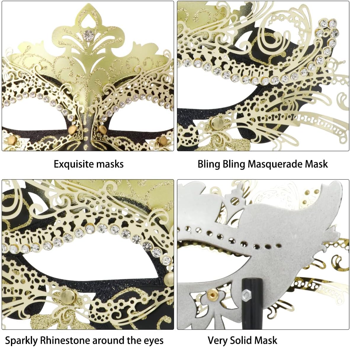 Coddsmz Masquerade Mask with Stick Venetian Mask Mardi Gras Decorations for Womens Halloween Costume Mask - Image 5