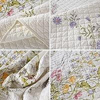 Vista 7 de vctops - Juego de colcha de 3 piezas, elegante, con bordado floral, de tamaño queen extragrande, 100% algodón, reversible y de retazos, 1 colcha y 2