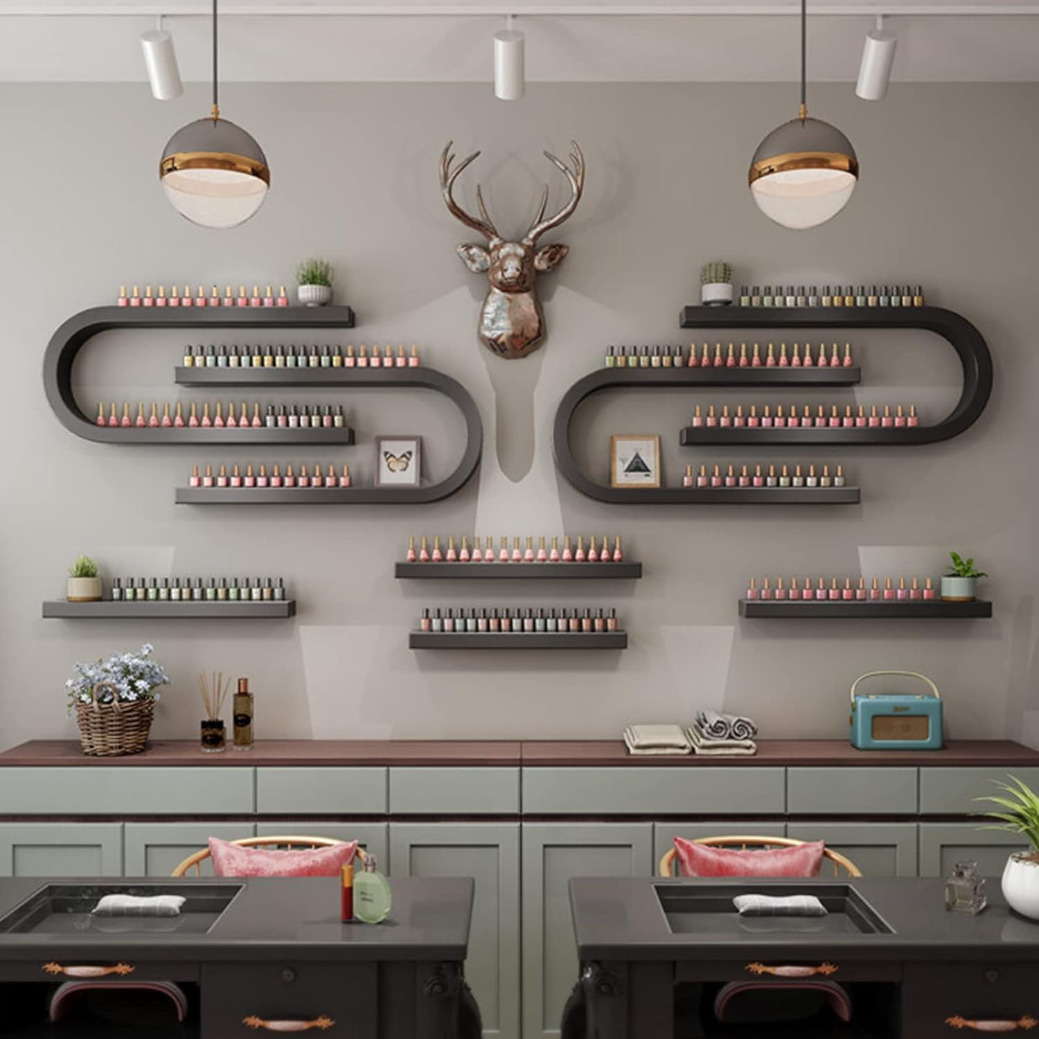 Scaffale A Parete Per Bottiglie Di Smalto Per Unghie, Scaffale Per Riporre Profumi Di Oli Essenziali A Forma Di U, Portaprofumi Multifunzionale Pensile Per Salone/bellez(Size:8-piece set,Color:nero)