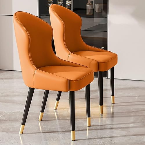 Miniatura 23 de JKGHK Dining Chairs Set of 2, Leather Living Room Chair, Upholstered Kitchen Chairs with Backrest, Armless Side Chair with Metal Leg, for Kitchen,