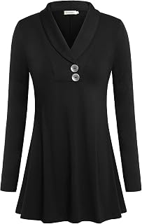 Ouncuty Women Fall Long Sleeve Tops Shawl Neck Button Down Dressy Blouses Shirts Price In India