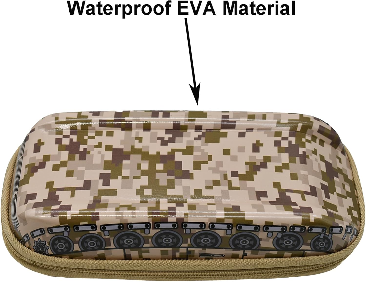 Maydahui Camo Pencil Case Large Capacity Tank Shape Pen Pouch Holder Compartments Organizer Pencil Bag Stationery Box Waterproof EVA Camouflage Yellow