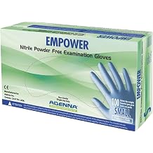 Adenna EPW442 Empower 8 Mil Powder-Free Nitrile Exam Gloves, Medical Grade, Blue, Small, Box of 100