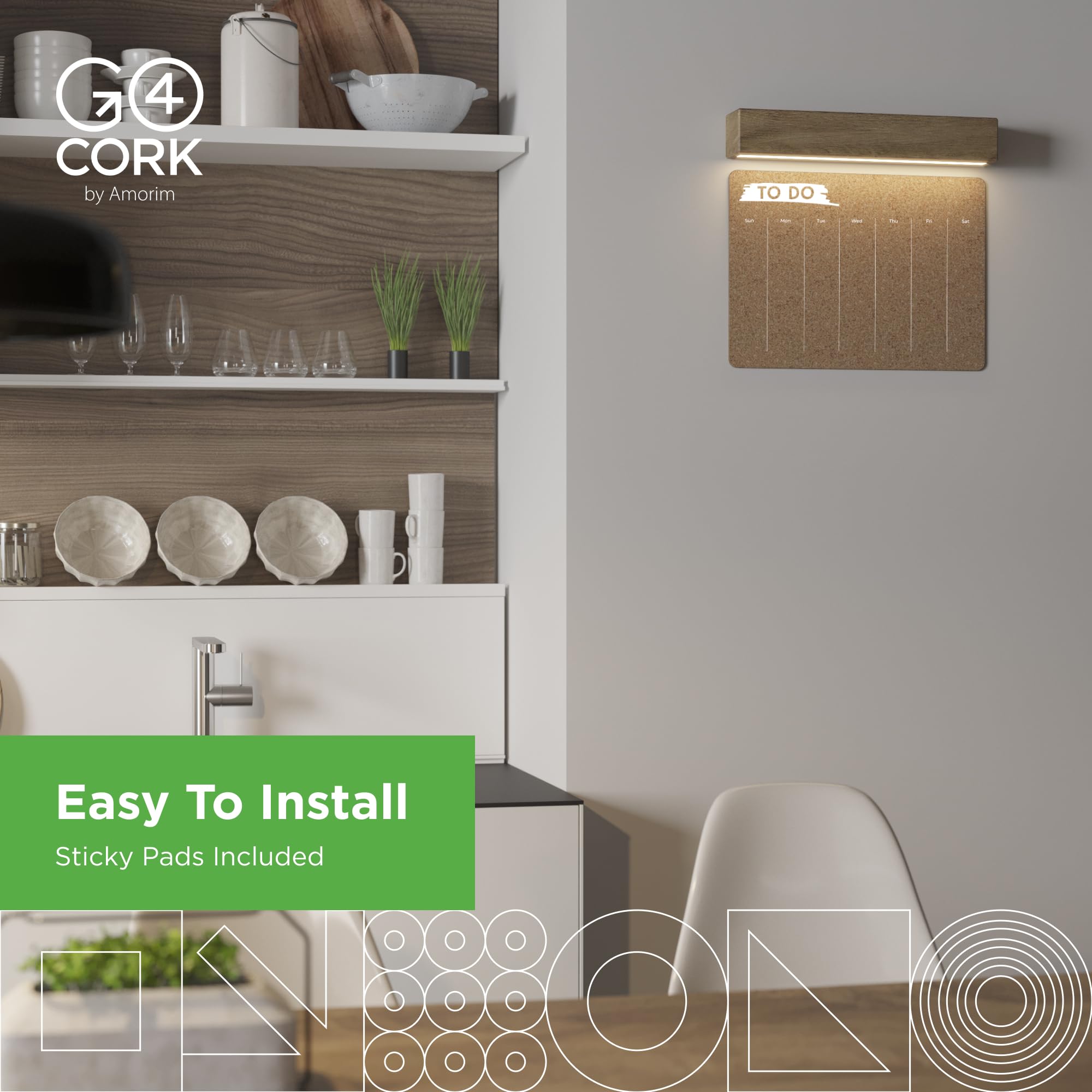 Go4Cork Rectangle Frameless Premium Cork-Laminated Foam Core Weekly Calendar- 19.7" x15.7", Natural Cork - Image 3