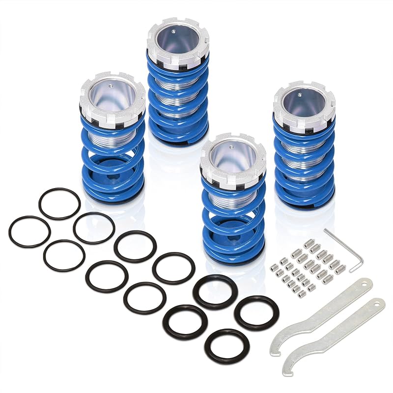 Kit Coilover de Molas Esportivas com Altura Ajustável AJP Distributors para Eclipse, Sentra e Corolla 1989 a 1999 – Azul e Prata