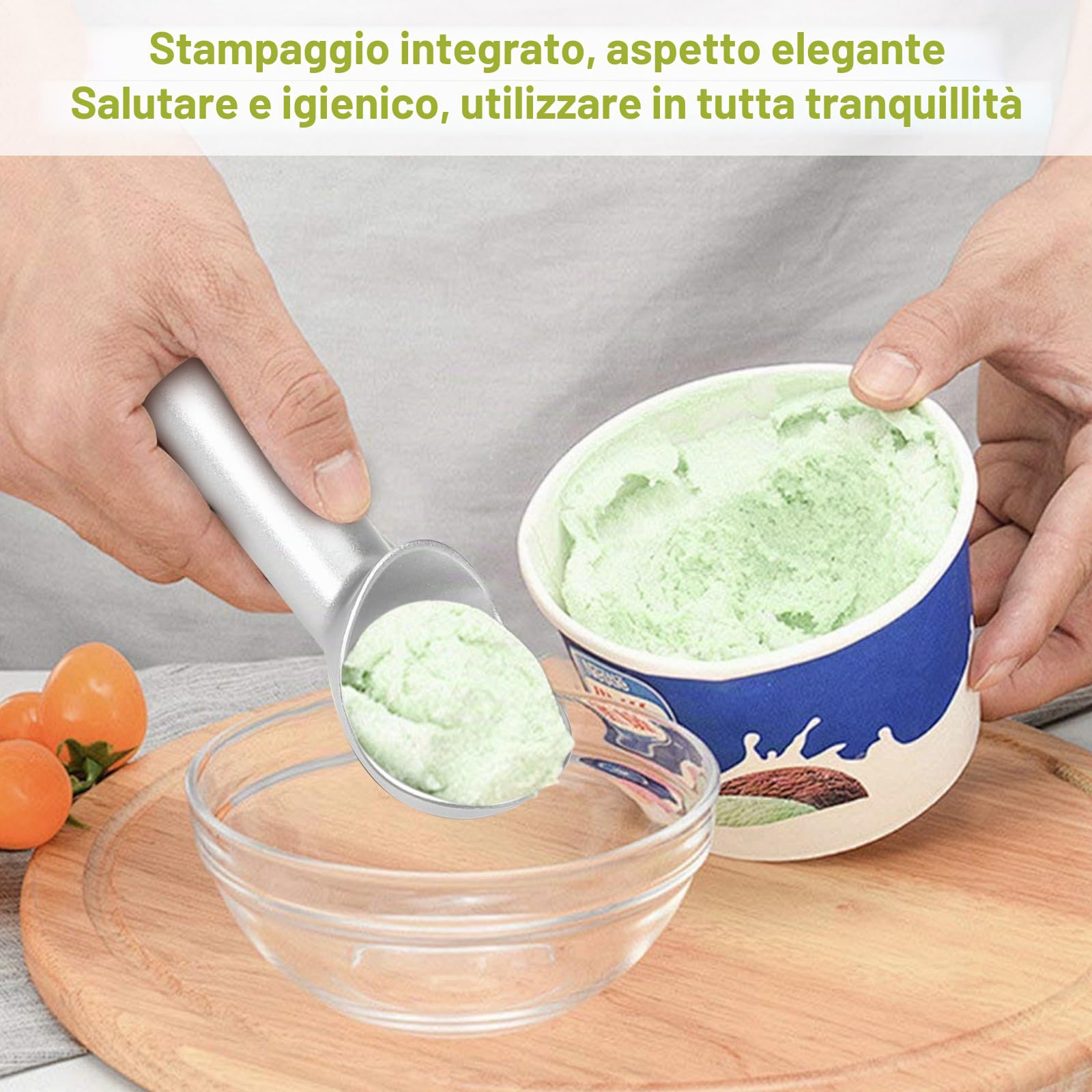 Porzionatore Gelato 2 Pezzi 18,5 cm Antiaderente, Cucchiaio Resistente per Palline Perfette