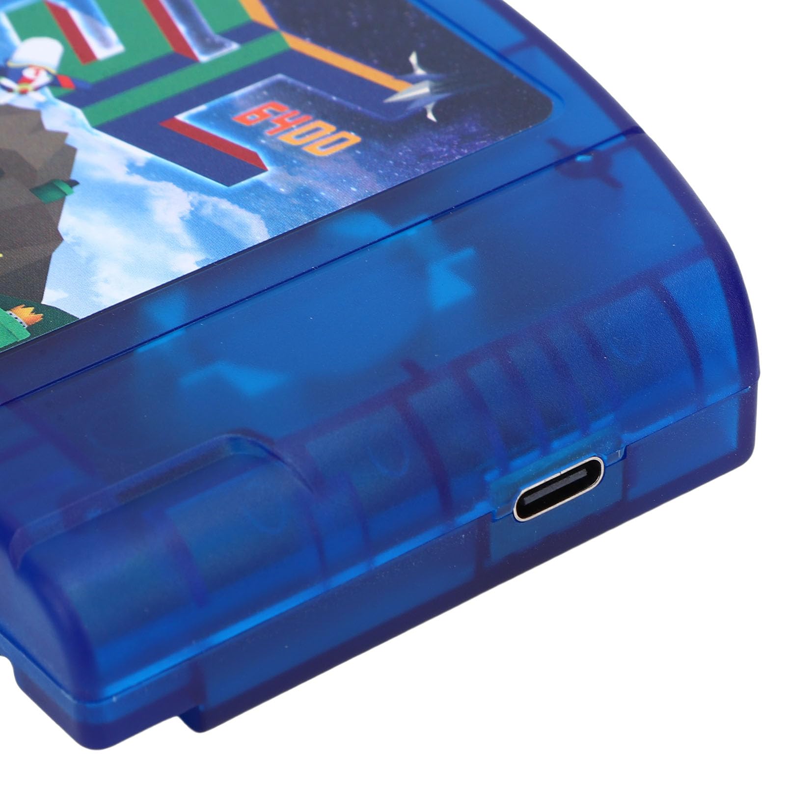 TIKATARER Kaseta Flash Typu Open Source do Konsoli do Gier N64, Karta Szybkiego Odczytu, Karta Gier Retro HD z małą kartą Pamięci 16 GB, Automatyczna Kopia Zapasowa (niebieski przezroczysty)