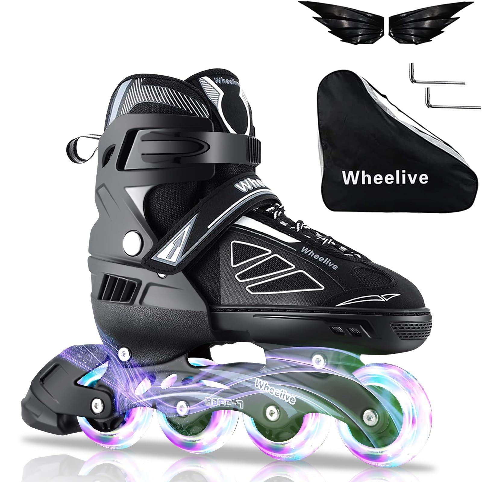 Adjustable Inline Skates for Kids and Adults, Roller Skates Performance Skates with Light Up Wheels Ideal for Youth Boys and Girls, Men and Women