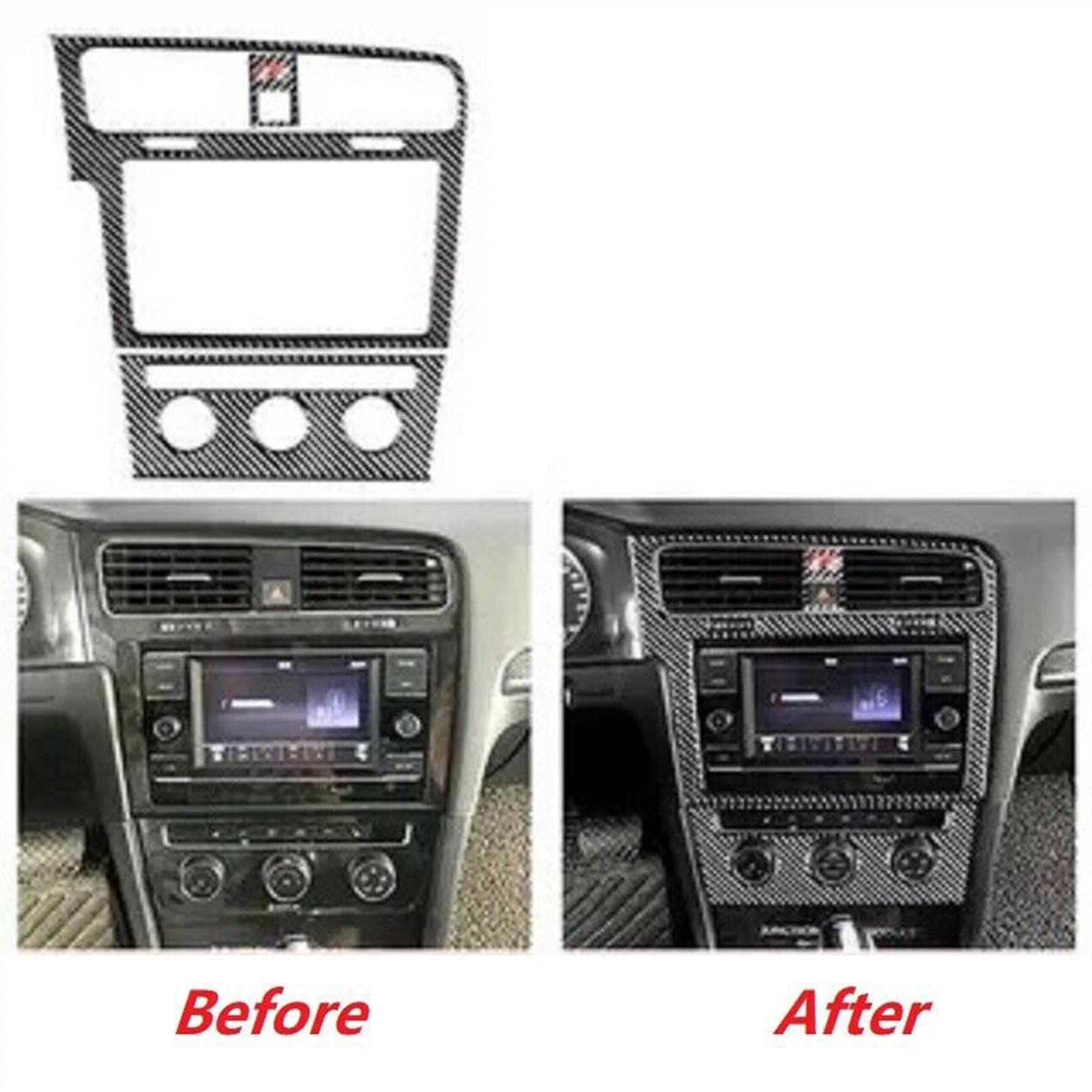 3 Pièces Véritable Fiber De Carbone Voiture GPS Navigation Décor Couverture Garniture pour VW pour Golf MK7 .5 2018-2019