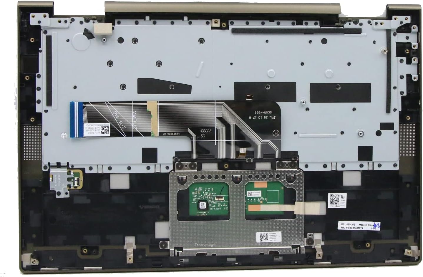 Replacement Laptop Upper Case Palmrest Non-Backlit Keyboard Touchpad Assembly Part for Lenovo Yoga 7-14ITL5 5CB1A08879 AM1RW000110 Blackish Green
