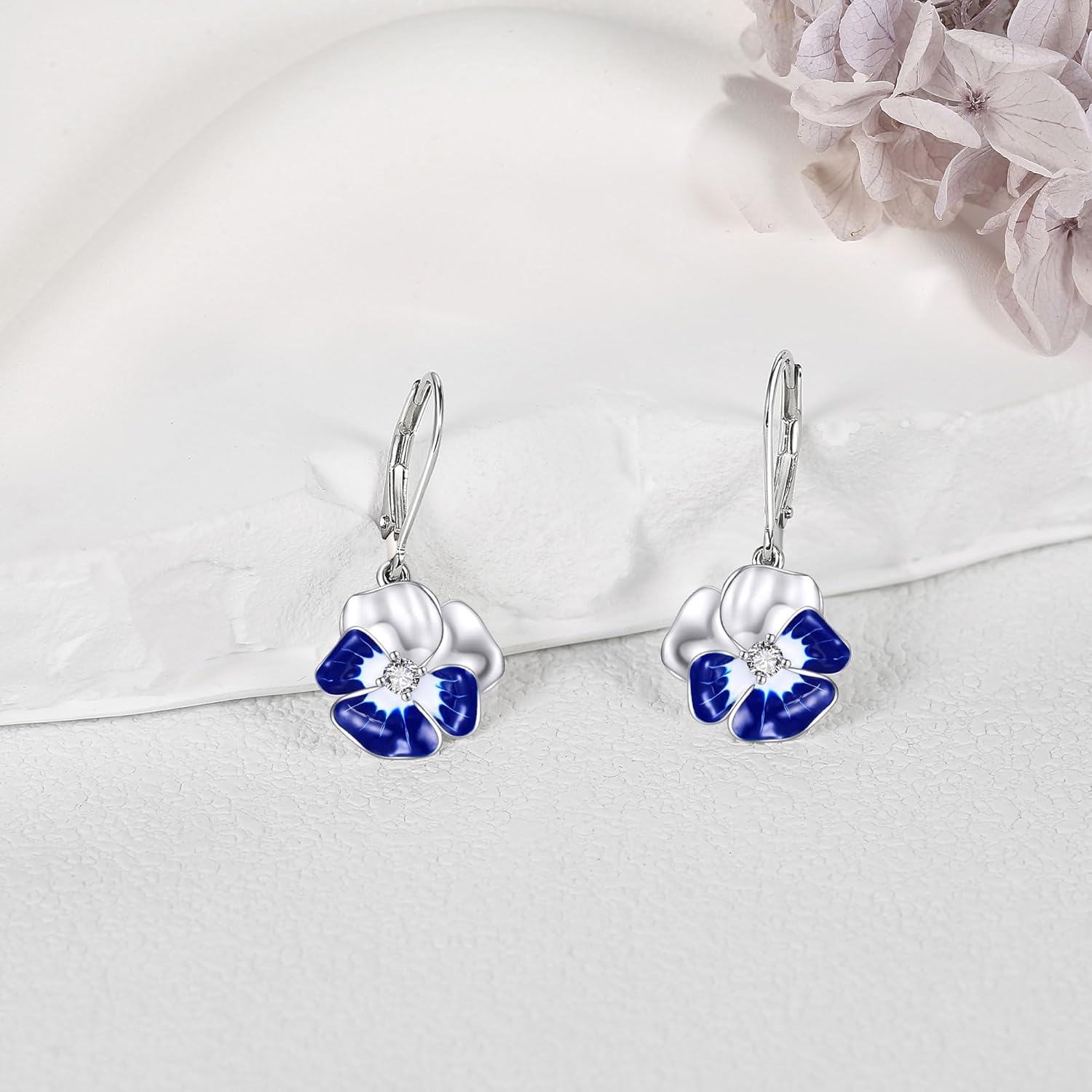 MONGAS Forget Me Not Jewelry Sterling Silver Forget Me Not Earrings Leverback Dangel Drop Flower Gifts for Women