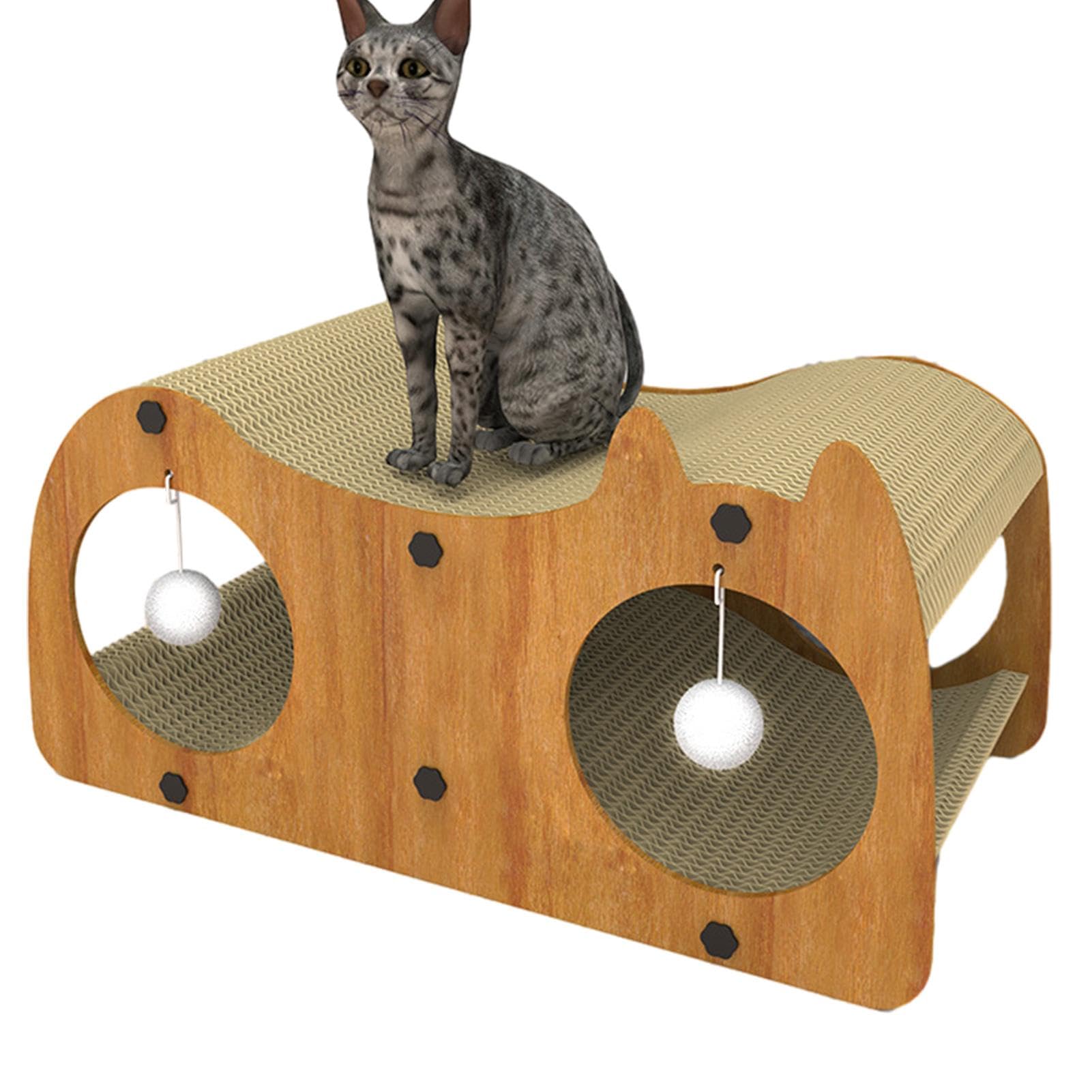 Casa para Gatos con Tablero Rascador para Gatos - Casa De Cartón para Gatos 2 En 1 - Casa para Gatos con Rascador | Tablero Rascador para Gatos, Poste Rascador para Gatos De Interior