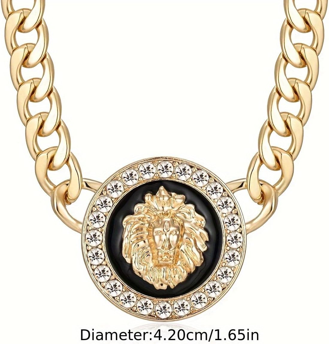 Women's Hip Hop Basketball Wives Lion Head Chunky Chain Choker Necklace Crystal Statement Linked Necklace Party Costume Outfit Cocktail Animal Jewelry - Image 5
