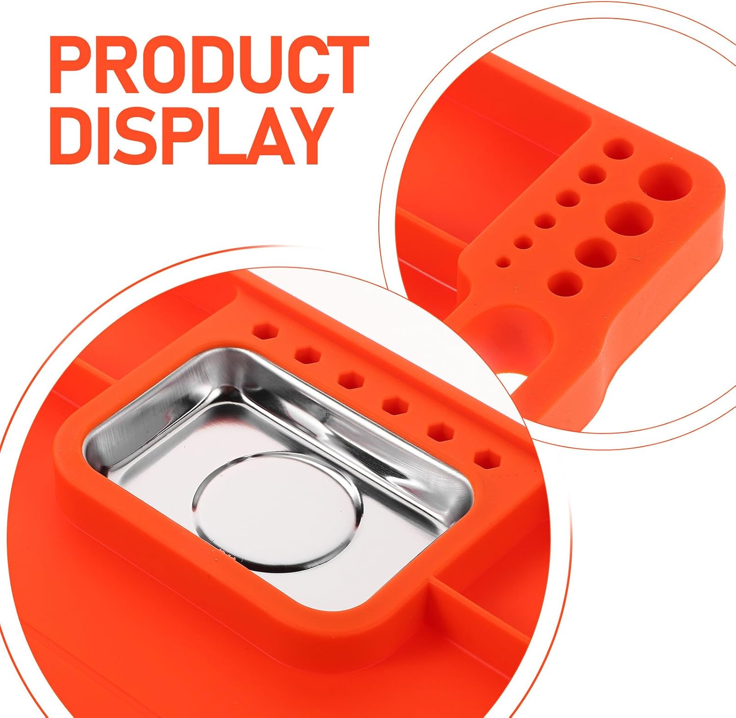 Silicone Parts Tray with Stainless Steel Base, Non-slip Silicone Tool Plate for Mechanics and Diy, Heat-resistant Tool Organizer Mat for Automotive Repair and Small Parts Storage