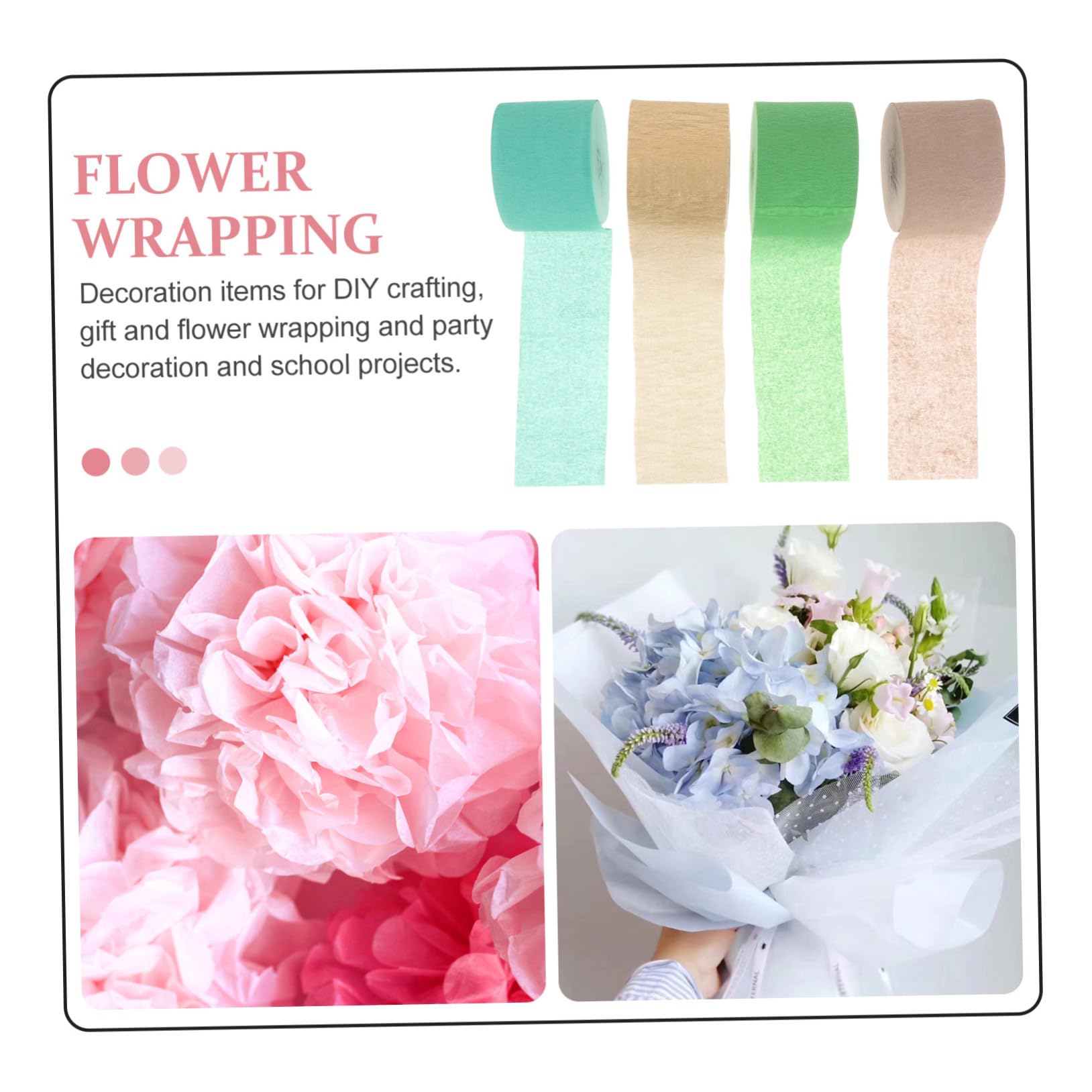 SEWACC 40rollos Papel Crepé De Para Decoraciones De Fiestas Para Bodas y Cumpleaños Resistente y Fácil De Manipular