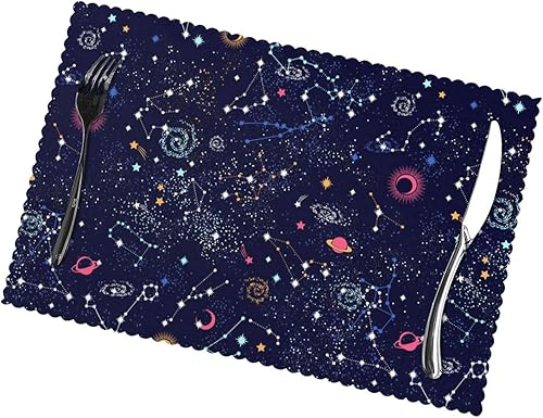 Juego de 6 manteles individuales rectangulares lavables para mesa de comedor, manteles individuales tejidos antideslizantes resistentes al calor,