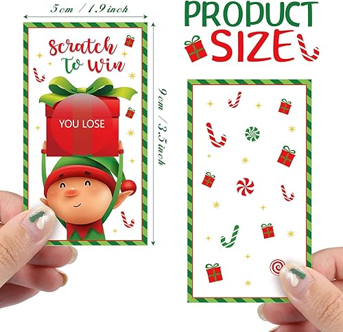 Miniatura 2 de 60 tarjetas de Navidad para rascar, juego de Navidad de elfo, tarjetas de juego de rascar de Navidad de elfo para juegos de fiesta de vacaciones de