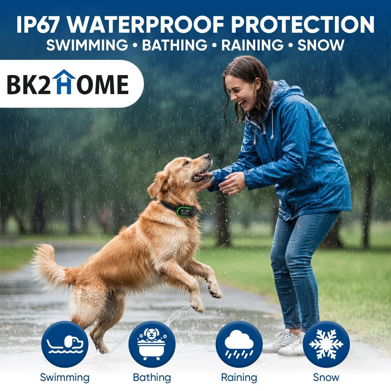 Collar inteligente anti ladridos para perros, collar de perro recargable IP67 impermeable con 5 niveles de sensibilidad ajustables, modos de entrenamiento 3 en 1 para todos los tamaños de