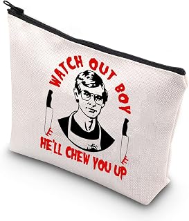 BDPWSS True Crime Makeup Bag Jeffrey Serial Killer Inspired Gift Watch Out Boy He'll Chew You Up True Crime Podcast Gift (Watch out boy)
