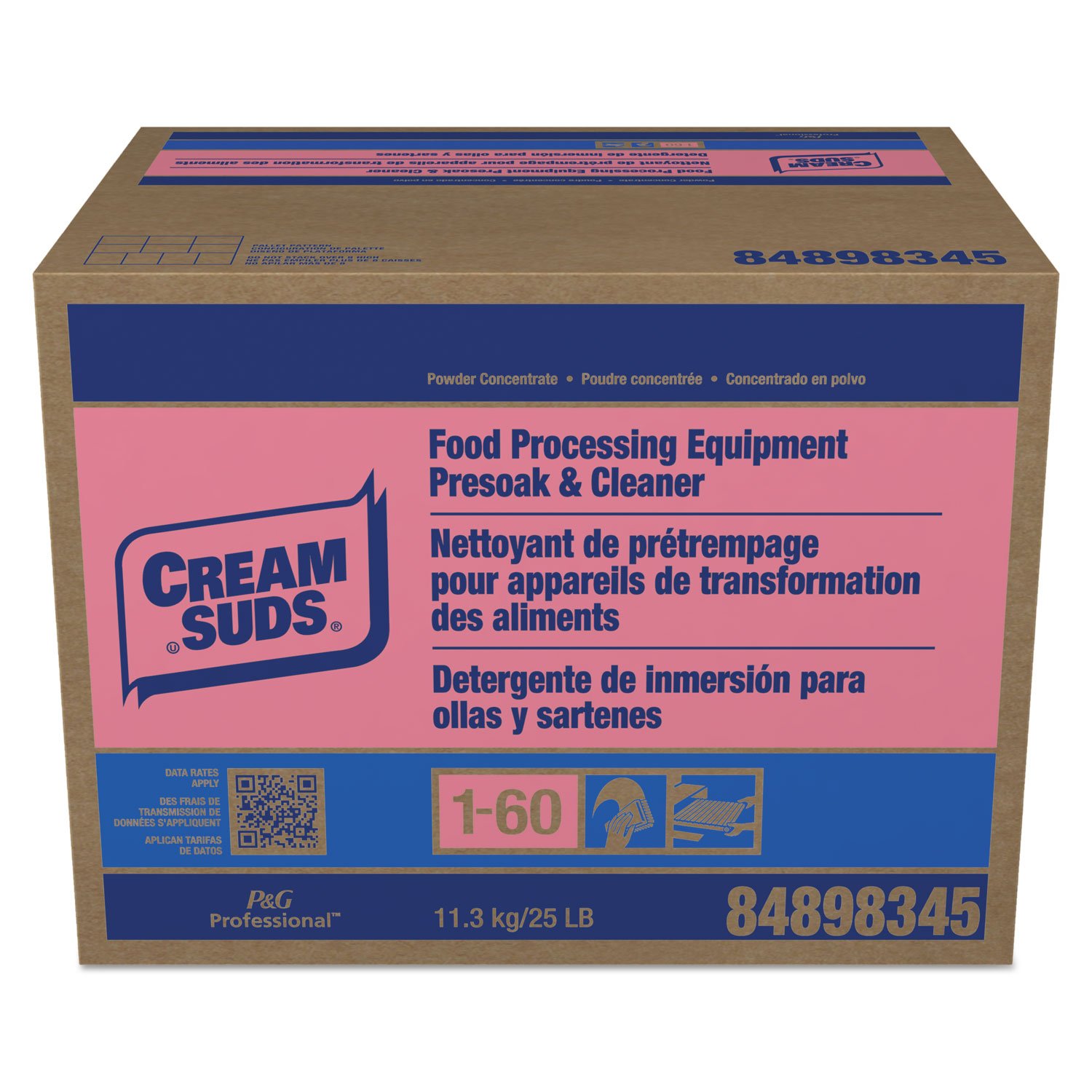 Manual Pot & Pan Detergent w/Phosphate, Baby Powder Scent, Powder, 25 lb. Box [ESS]