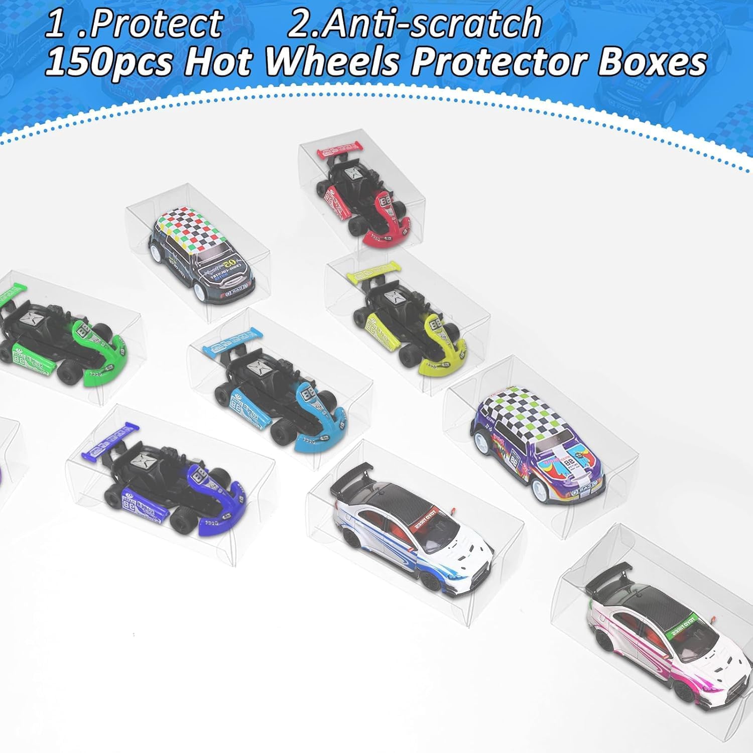 200 PCS 1/64 Display Case for Model Car,Clear Storage Display Case,Model Cars Protector for Hot Wheels (3.2"×1.2"×1.6")
