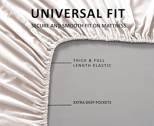 Miniatura 7 de Sábanas de hotel de 500 hilos 100% de algodón suave de grapas largas y fundas de almohada, juego de sábanas de 5 piezas, tamaño dividido-king,