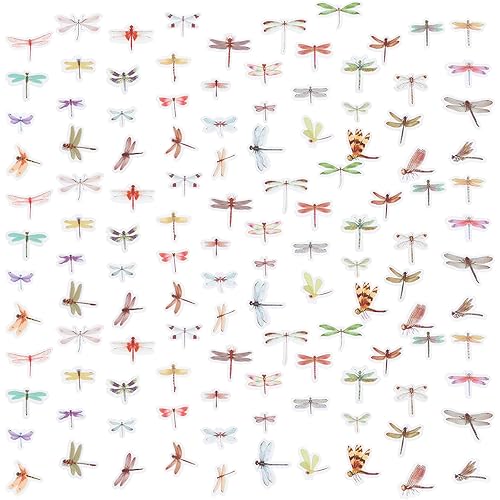 GORGECRAFT 240Pcs Dragonfly Stickers 6 Style Realistic 3D Dragonfly Wall Stickers DIY Mobile Phone Case Photo Props Room Decoration