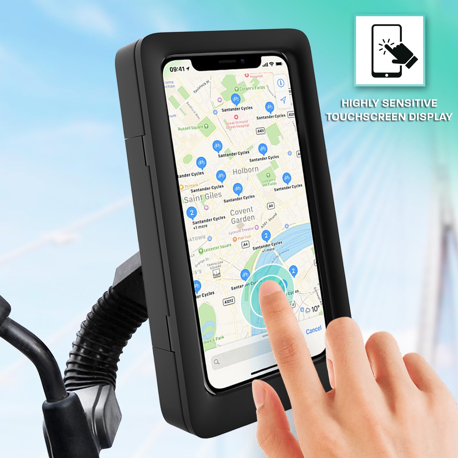 Support Téléphone Moto Rétroviseur Étanché IP65 – Aimant Puissant + Fenêtre Caméra 7,5"