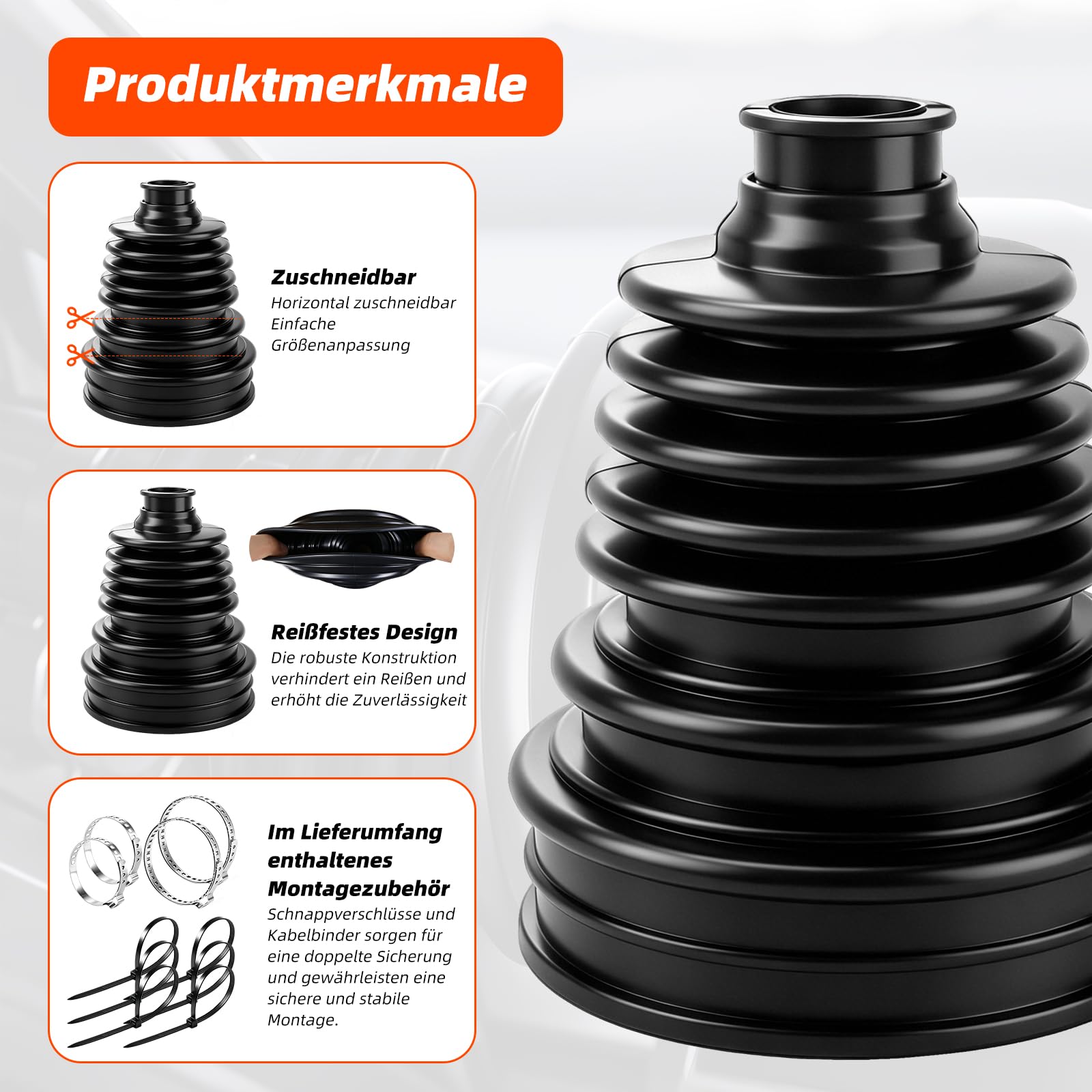 2 STK de manguitos universales para ejes CV, manguitos para ejes de transmisión de 19-24 mm, fuelle flexible de silicona juego de manguitos para ejes a prueba de polvo con abrazaderas para auto