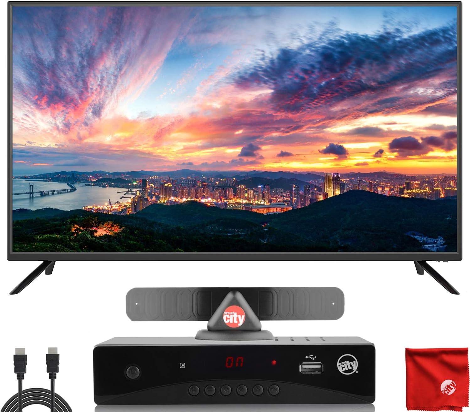 Sansui 40-Inch 1080p FHD DLED Smart TV (S40P28FN) Slim Ultra-Light Bezel Built-in with HDMI, USB, High Resolution, Dolby Audio Bundle with Circuit City HD Digital Converter Box & Accessories