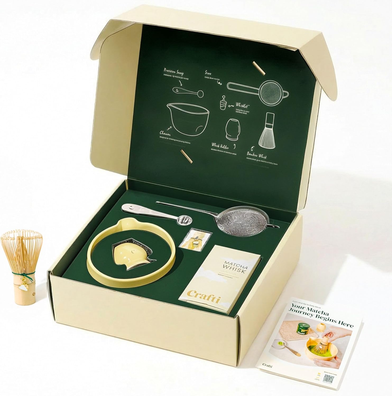 Matcha Whisk Set | Golden Hour 6-Piece Matcha Kit | Matcha Bowl with Spout, Chasen Bamboo Whisk, Whisk Holder and Whisklet™ Compatible Charms