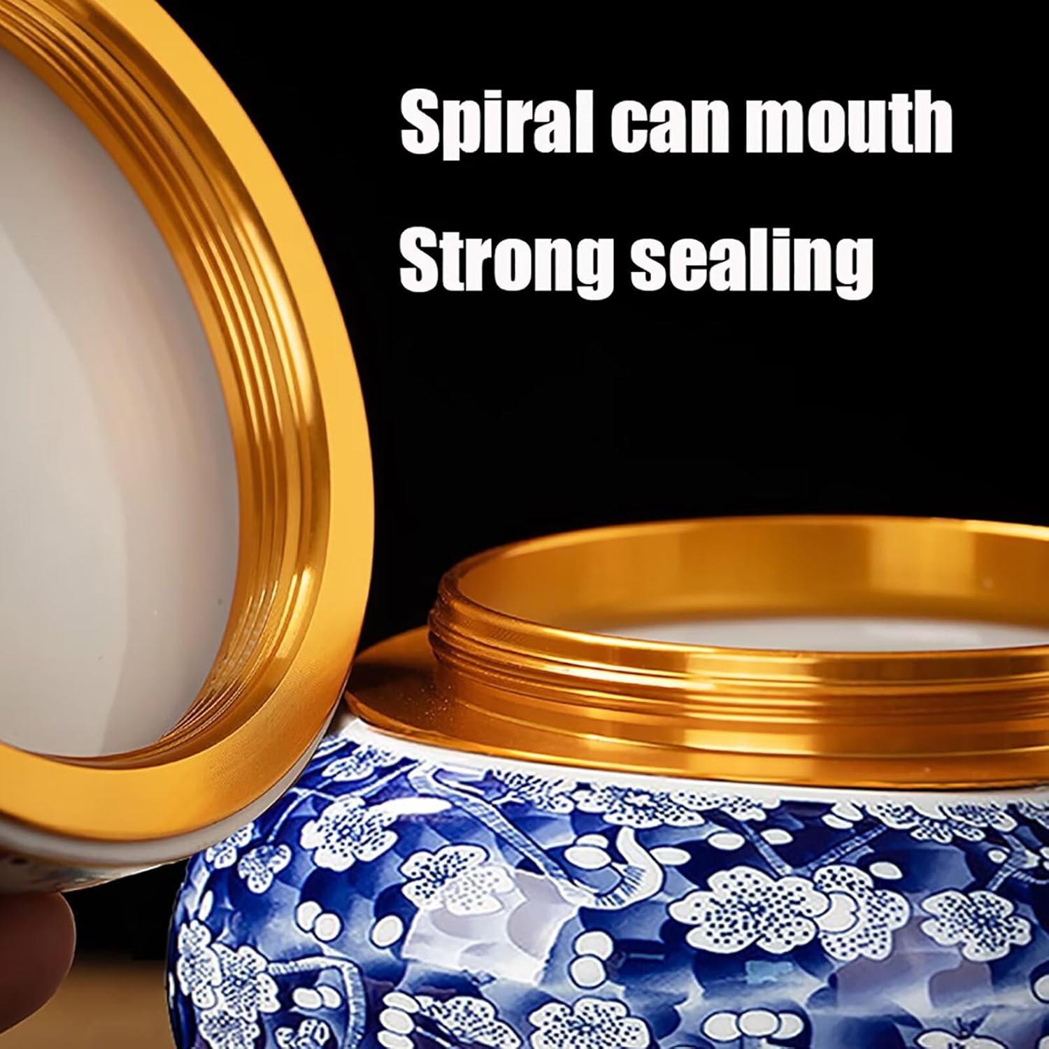 Ceramic Jar with Lid - Airtight Kitchen Canisters for Coffee and Tea Storage - Decorative Ceramic Canister (blue)