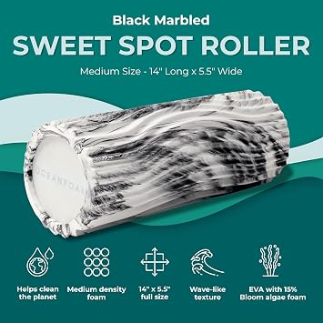 Oceanfoam Sweet Spot Medium Density Exercise Foam Roller - Black Marbled