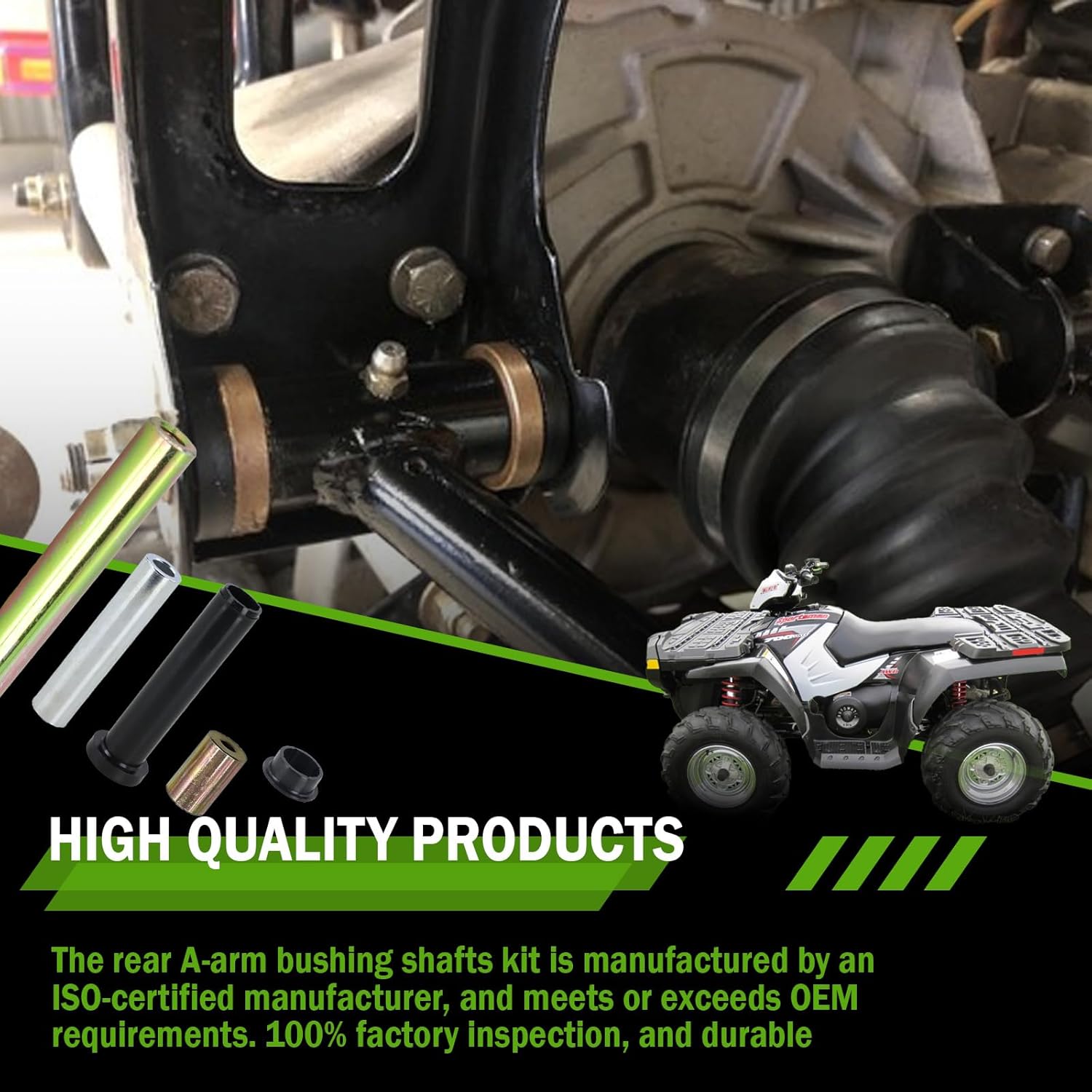 Qagea Rear A-Arm Bushing Shafts Kit Left & Right 5020826 5133806 5434548 Fit for Polaris Sportsman 400 450 500 600 700 800