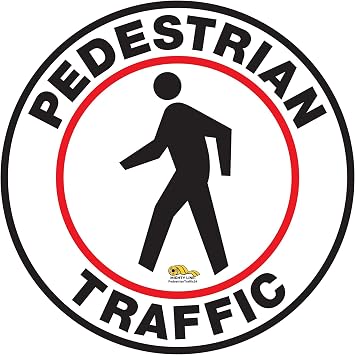 Mighty Line Pedestrian Traffic Crossing Walkway Floor Sign for Safety, Caution, Warning, Heavy-Duty, Peel and Stick, Adhesive, Industrial Quality, 12"