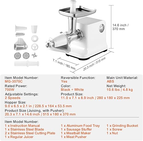 Miniatura 7 de Happybuy Colador eléctrico del tomate 700W, 5.5 LBSMin Salsa Maker, Molino de alimentos del motor de cobre puro, función inversa