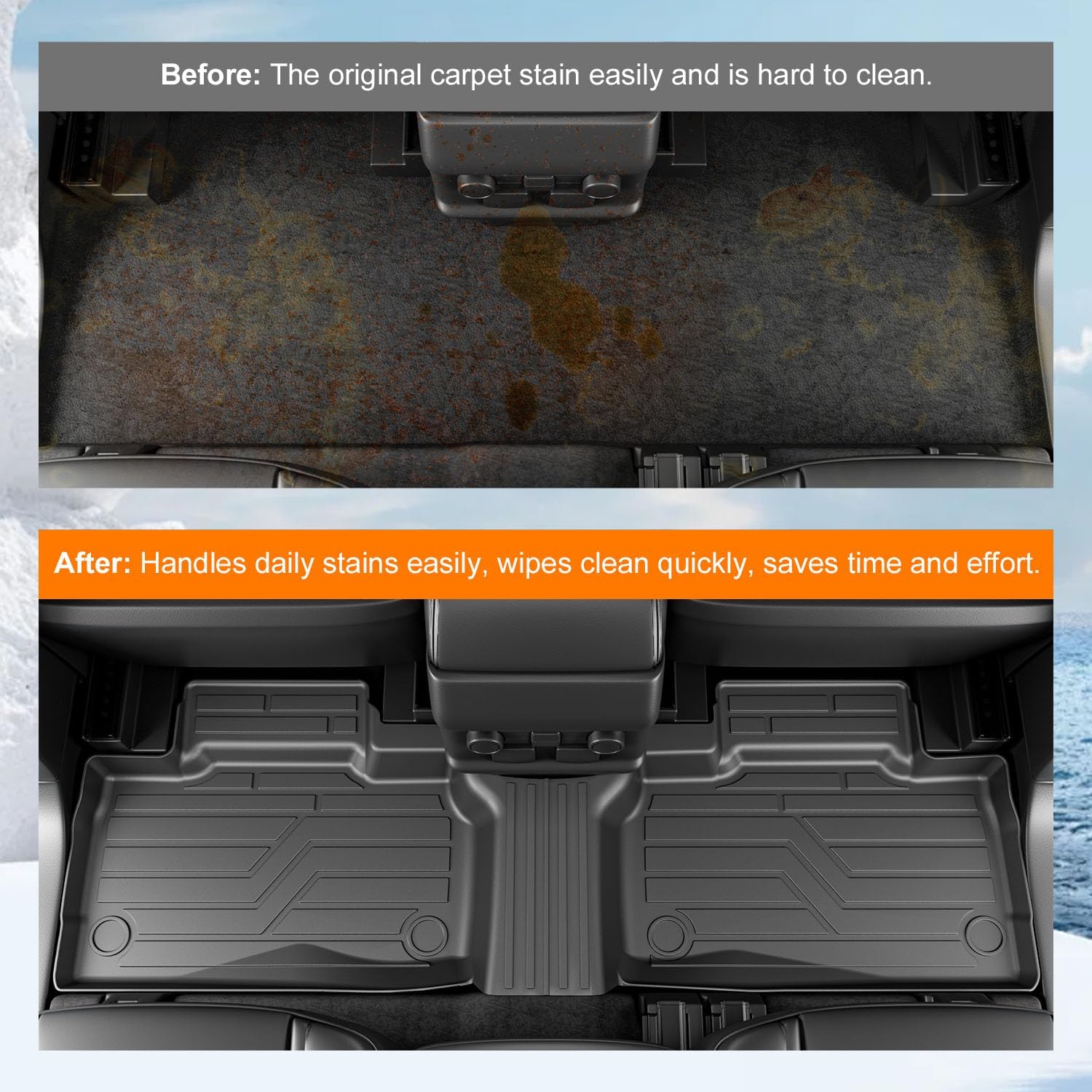 powoq 6 Seats Floor Mat Compatible with 2020-2026 Ford Explorer Cargo Mat Backrest Trunk Liner TPE Cargo Floor Liner Replacement for 2020-2026 Ford Explorer Accessories