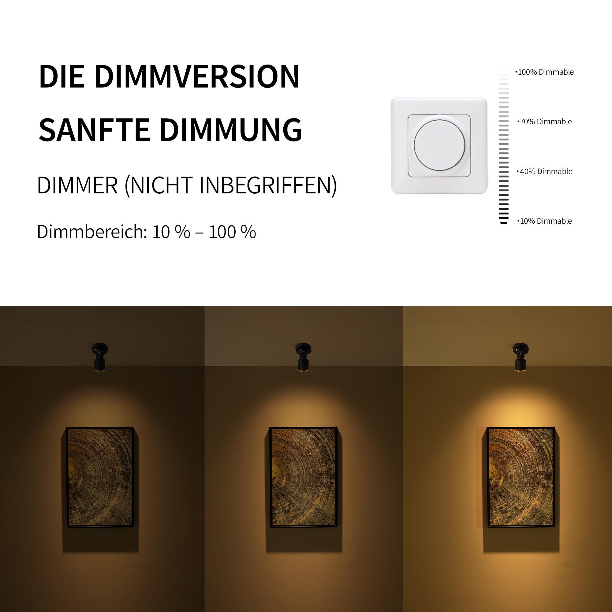 Aisilan 9W GU10 LED Deckenspots, Dimmbar 1 Flammig Schwarz Deckenstrahler Deckenleuchte Wandstrahler Einstellbar Deckenplatz für Kunst Akzent Beleuchtung Licht für Küche Flur Wohnzimmer, 3000K