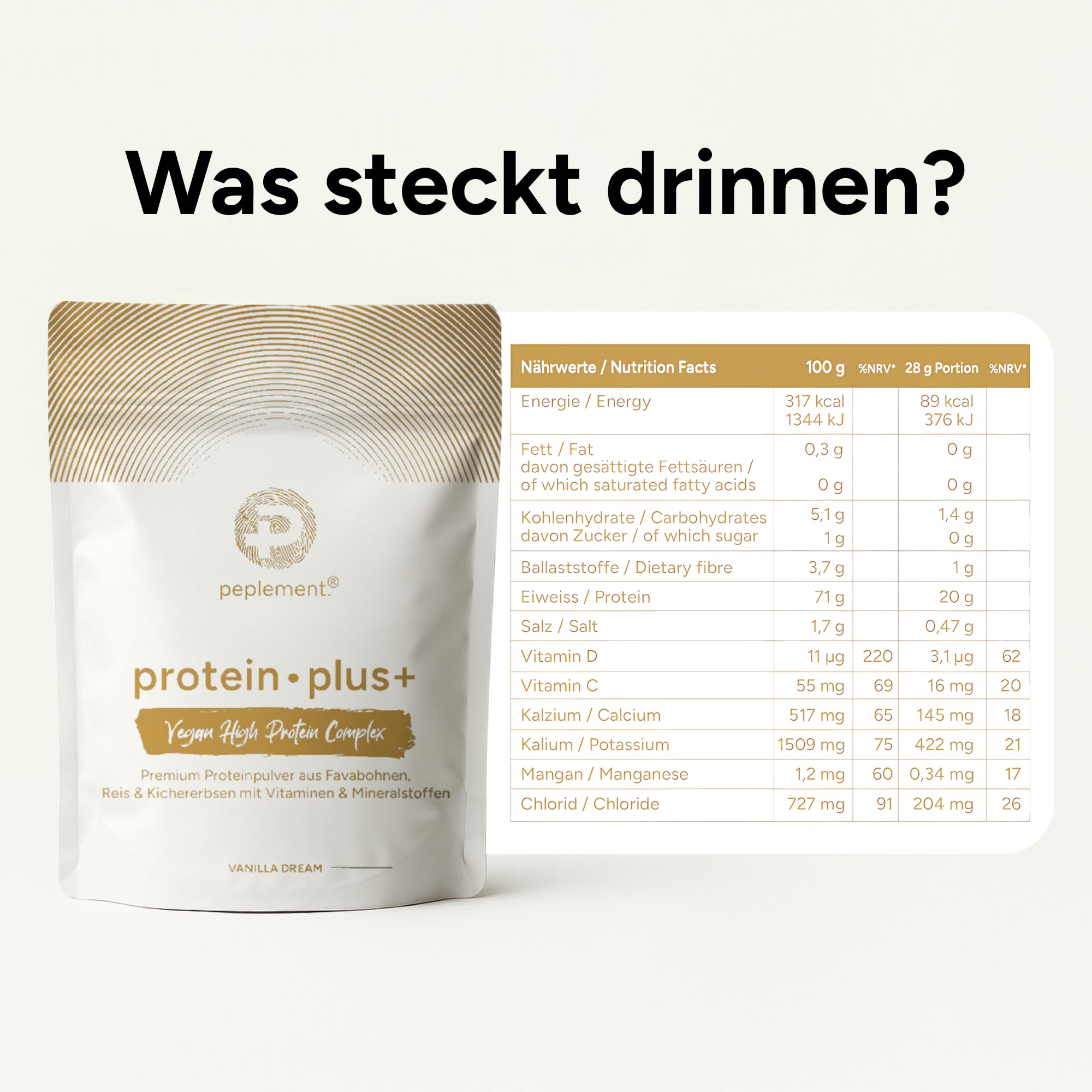 Premium Vegan High Protein Pulver Vanille — 560g Pflanzliches Eiweiss Protein Pulver — 70% Proteine — Enthält Erbsenprotein, ideal für Muskelaufbau und vegane Ernährung