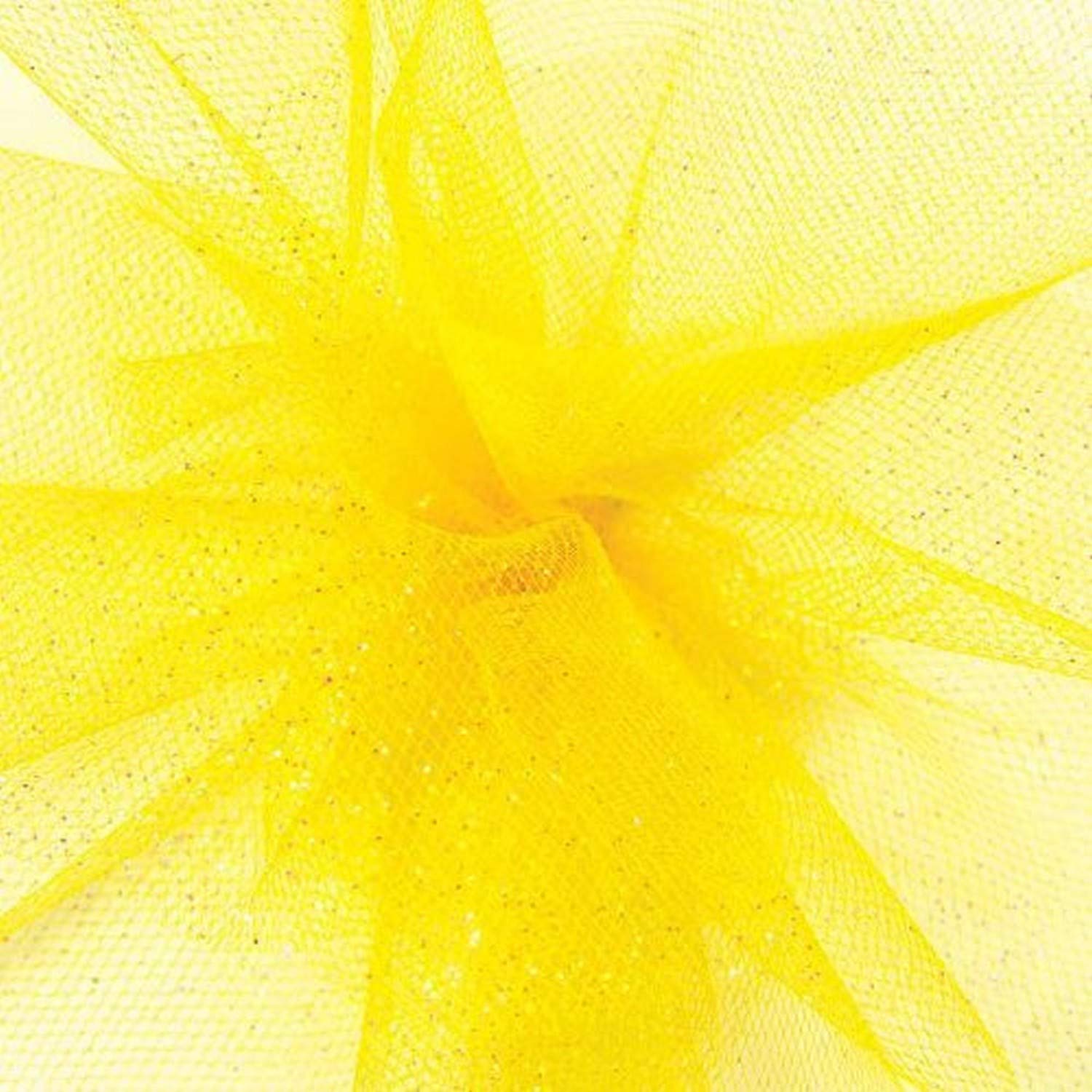 Berwick Offray 6'' Wide Craft Tulle Ribbon Spool, 25 Yards, Daffodil Yellow Glitter