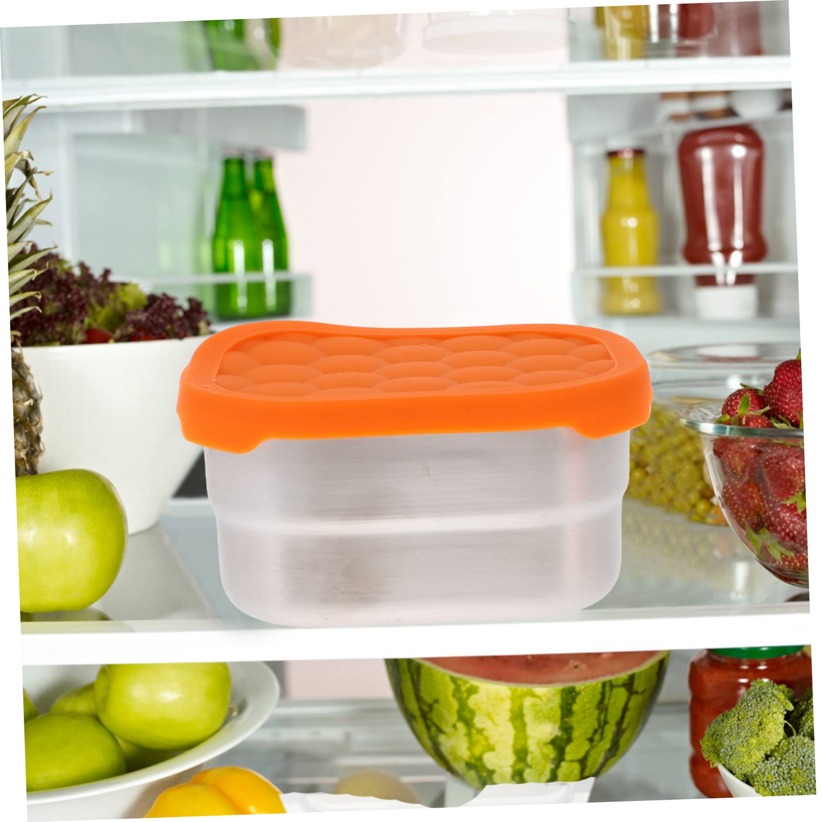 Amosfun 2 Ensembles Bac À Légumes En Acier Inoxydable Conteneur Scellé Sceller Les Contenants Alimentaires Boite Rangement Boite De Rangement Boîtes Alimentaires Hermétiques 2 Pièces * 2