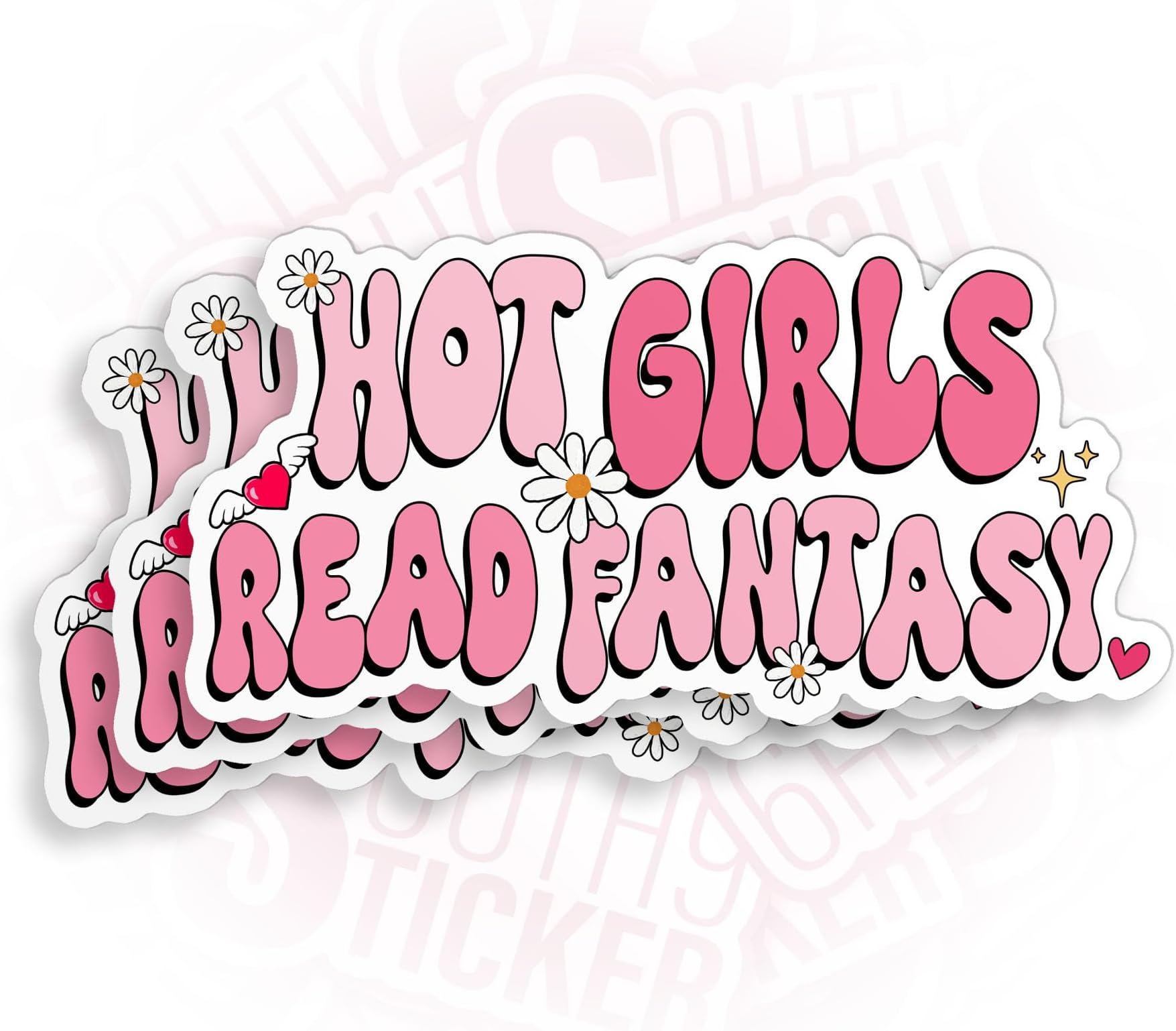 (3Pcs) Hot Girls Read Fantasy Sticker Fantasy Reading Book Stickers Bookish Booktok 2" Waterproof Die-Cut Vinyl Sticker for Water Bottle Laptop Hard Hat Kindle Cars Sticker Decal Stuff Gifts 2 Inches