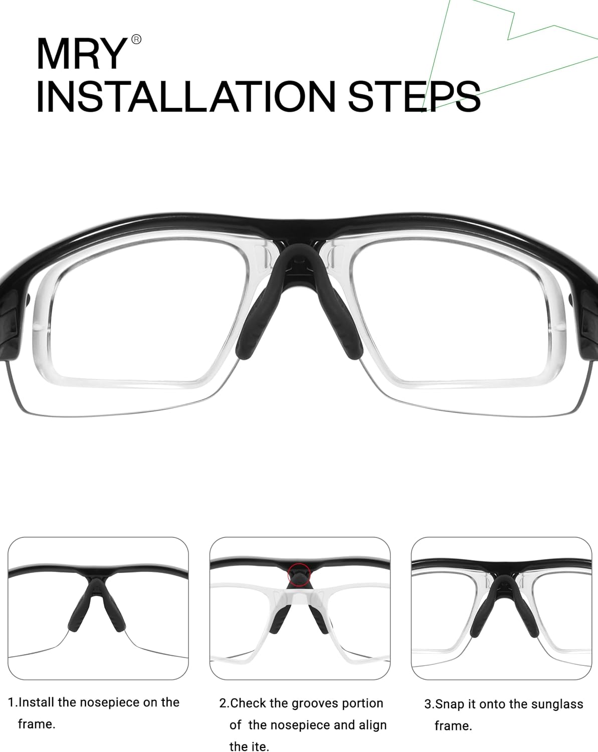 Mryok Insert Lens Carrier & Nose Pads for Oakley Radar Path EV RadarLock Sunglass - Options
