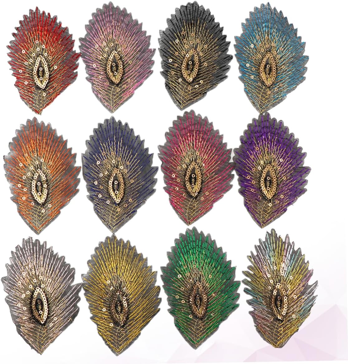 NUOBESTY 12pcs DIY Clothes Patches Sequin Peacock Applique for Filling Decor Stickers