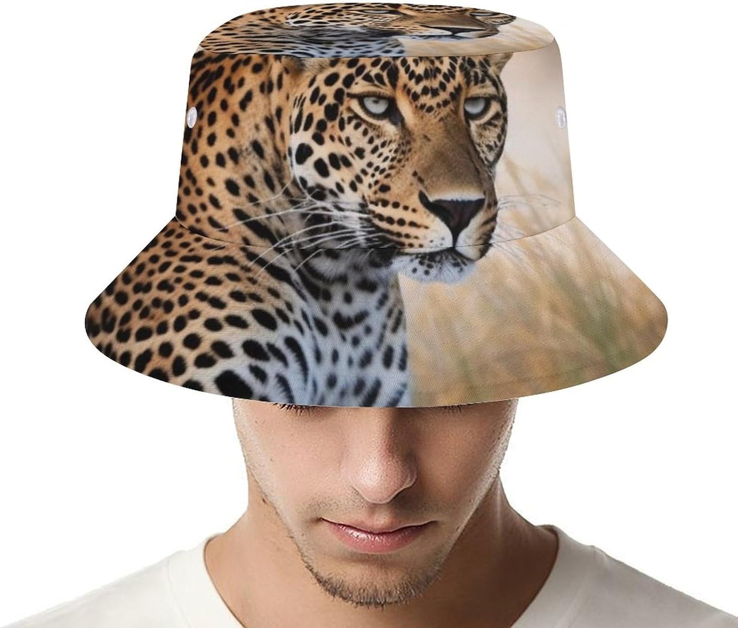 African Animal Leopard Bucket Hat Packable Sun Hats Travel Summer Beach Fisherman Cap for Women Men Teens