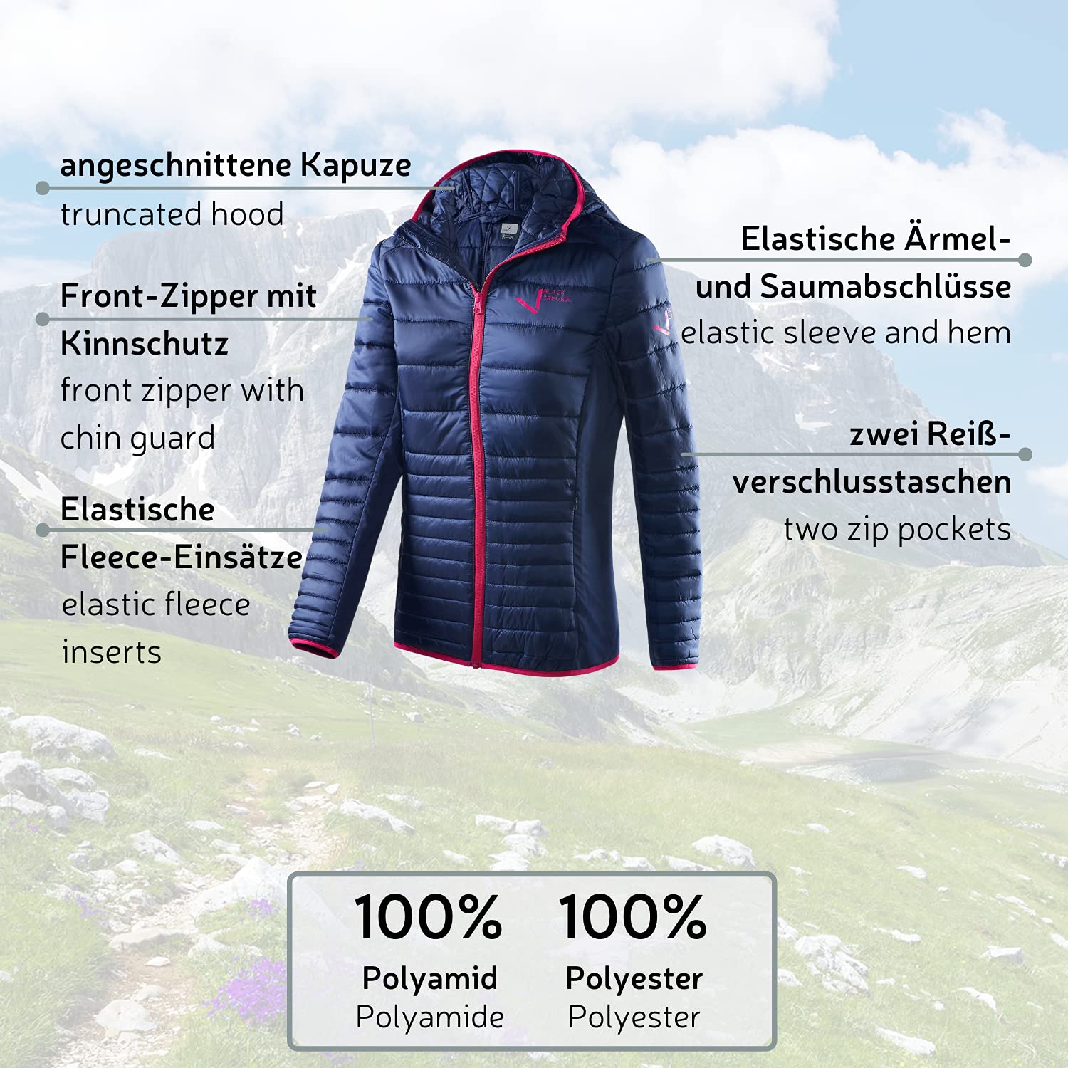 Black Crevice Damen Black Crevice Damen Hybridjacke Hybridjacke