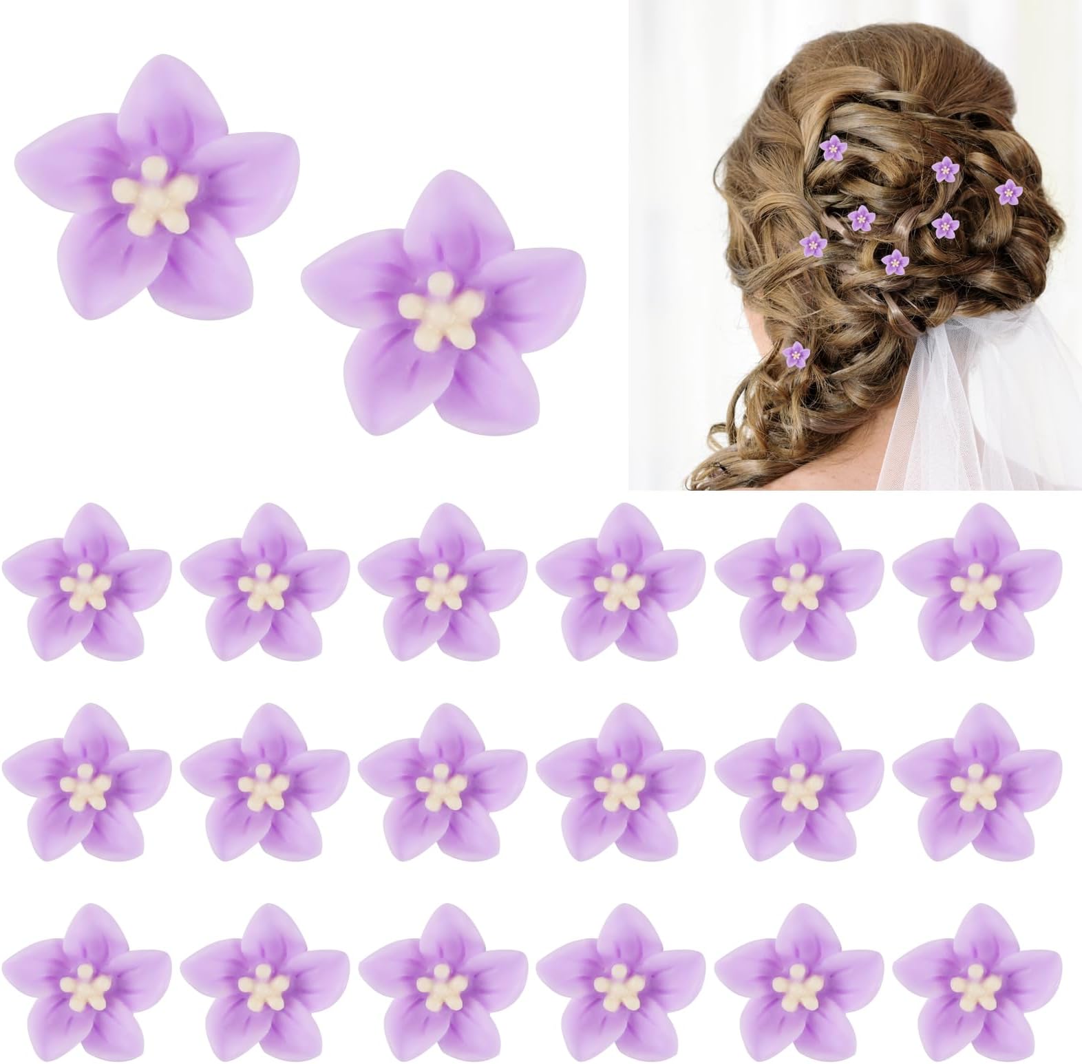 20Pcs Mini Flower Hair Clip, Small Flower Hair Clips Hair Pins for Women Girls, Purple Hair Barrettes Flower Clip, Hair Accessories for Women Tiny Mini Claw Clips Lily Flower Clips for Women